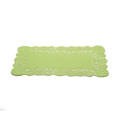 Pastry Tek Rectangle Green Paper Doilies - Lace - 12" x 7" - 100 count box