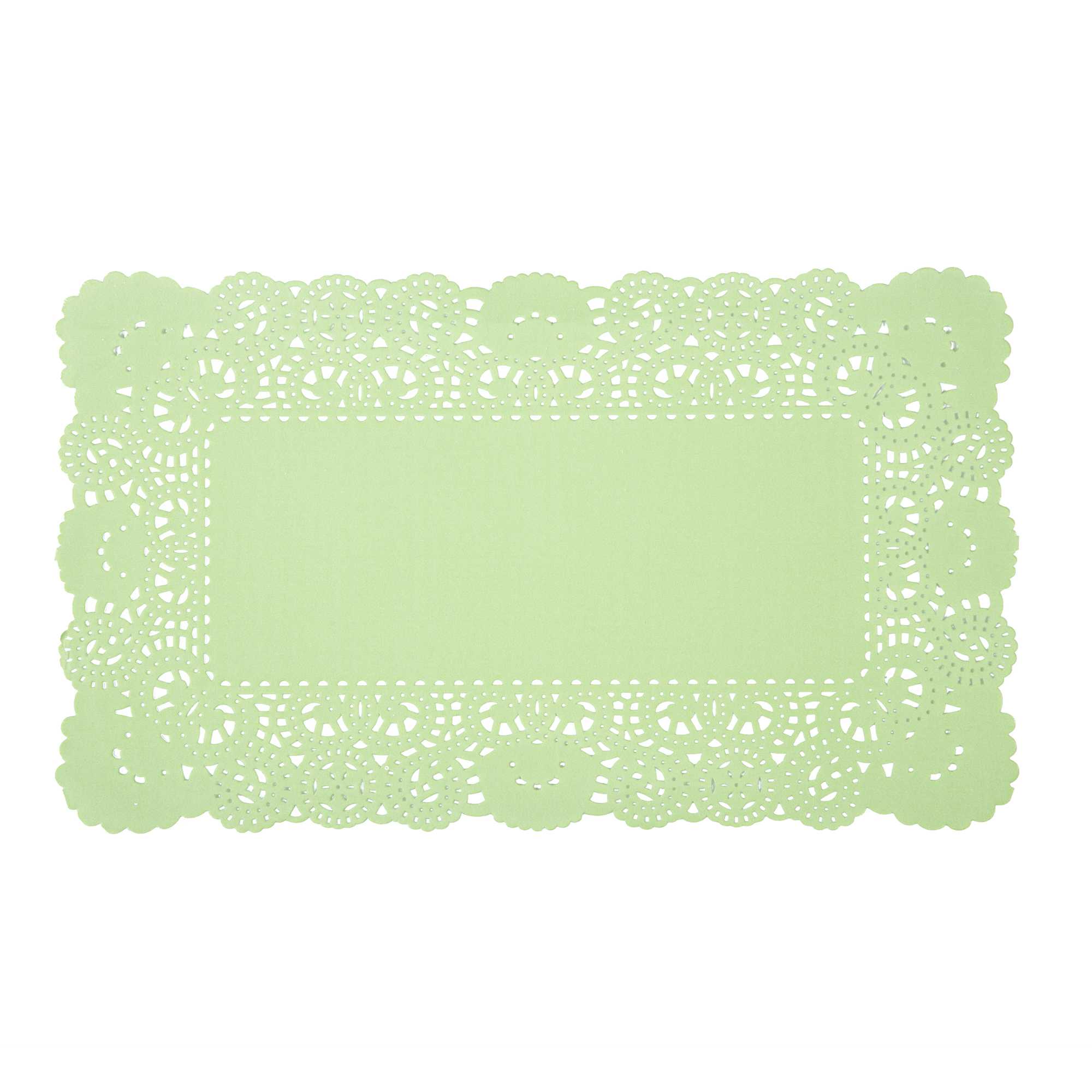 Pastry Tek Rectangle Green Paper Doilies - Lace - 12" x 7" - 100 count box