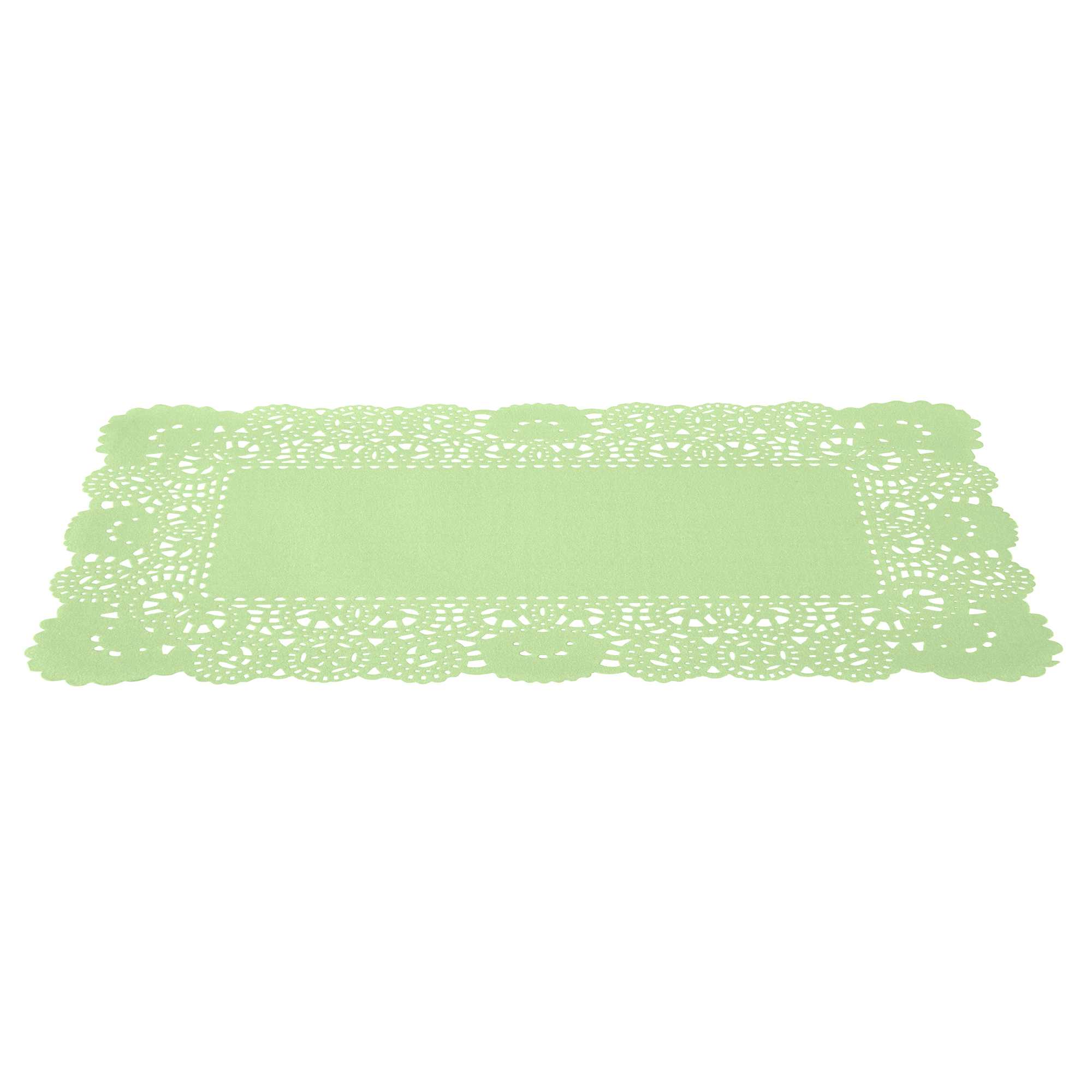 Pastry Tek Rectangle Green Paper Doilies - Lace - 12" x 7" - 100 count box
