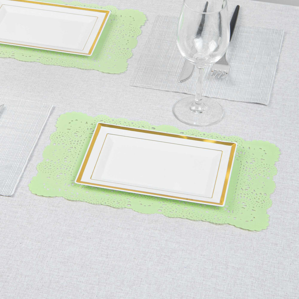 Pastry Tek Rectangle Green Paper Doilies - Lace - 12" x 7" - 100 count box