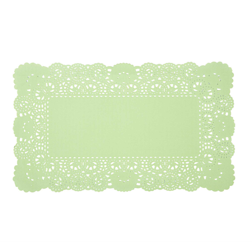 Pastry Tek Rectangle Green Paper Doilies - Lace - 12" x 7" - 4000 count box