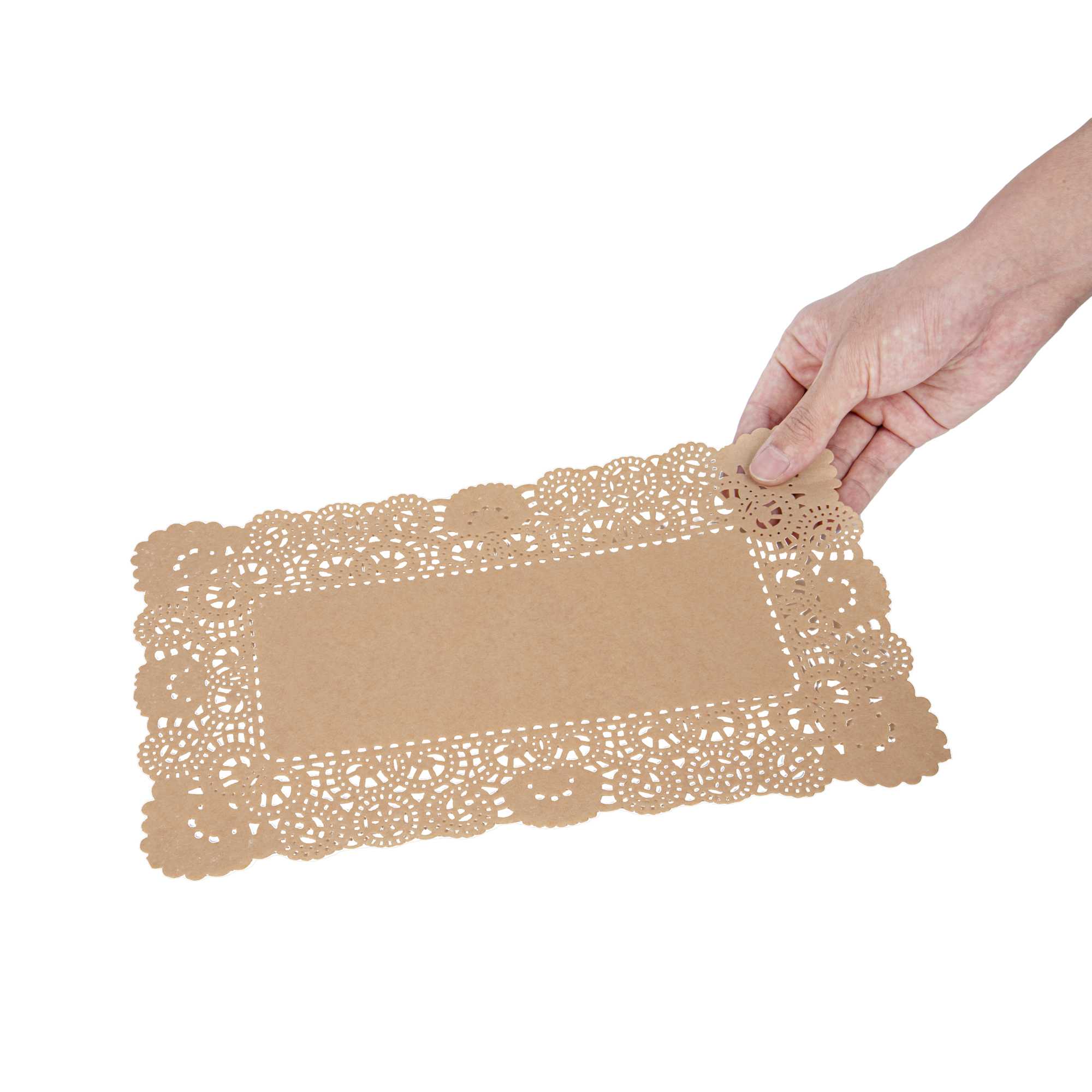 Pastry Tek Rectangle Kraft Paper Doilies - Lace - 12" x 7" - 4000 count box
