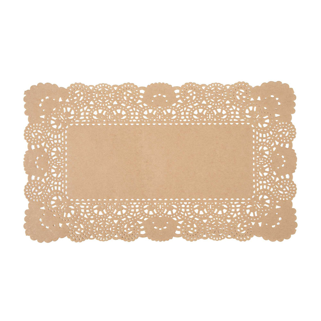 Pastry Tek Rectangle Kraft Paper Doilies - Lace - 12" x 7" - 4000 count box