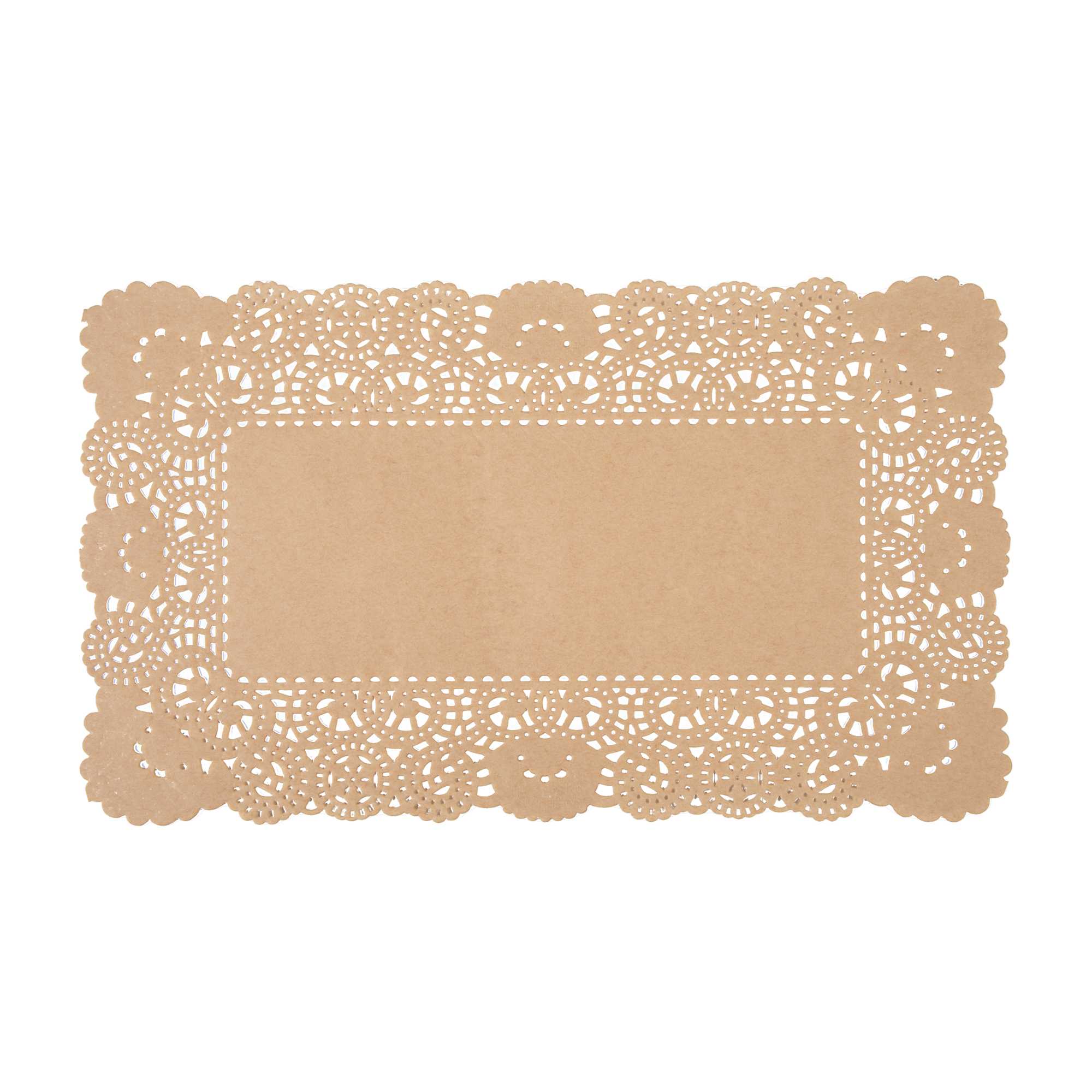 Pastry Tek Rectangle Kraft Paper Doilies - Lace - 12" x 7" - 4000 count box