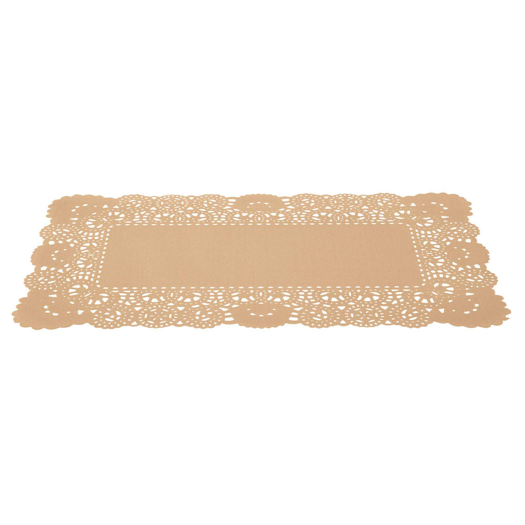 Pastry Tek Rectangle Kraft Paper Doilies - Lace - 12" x 7" - 4000 count box