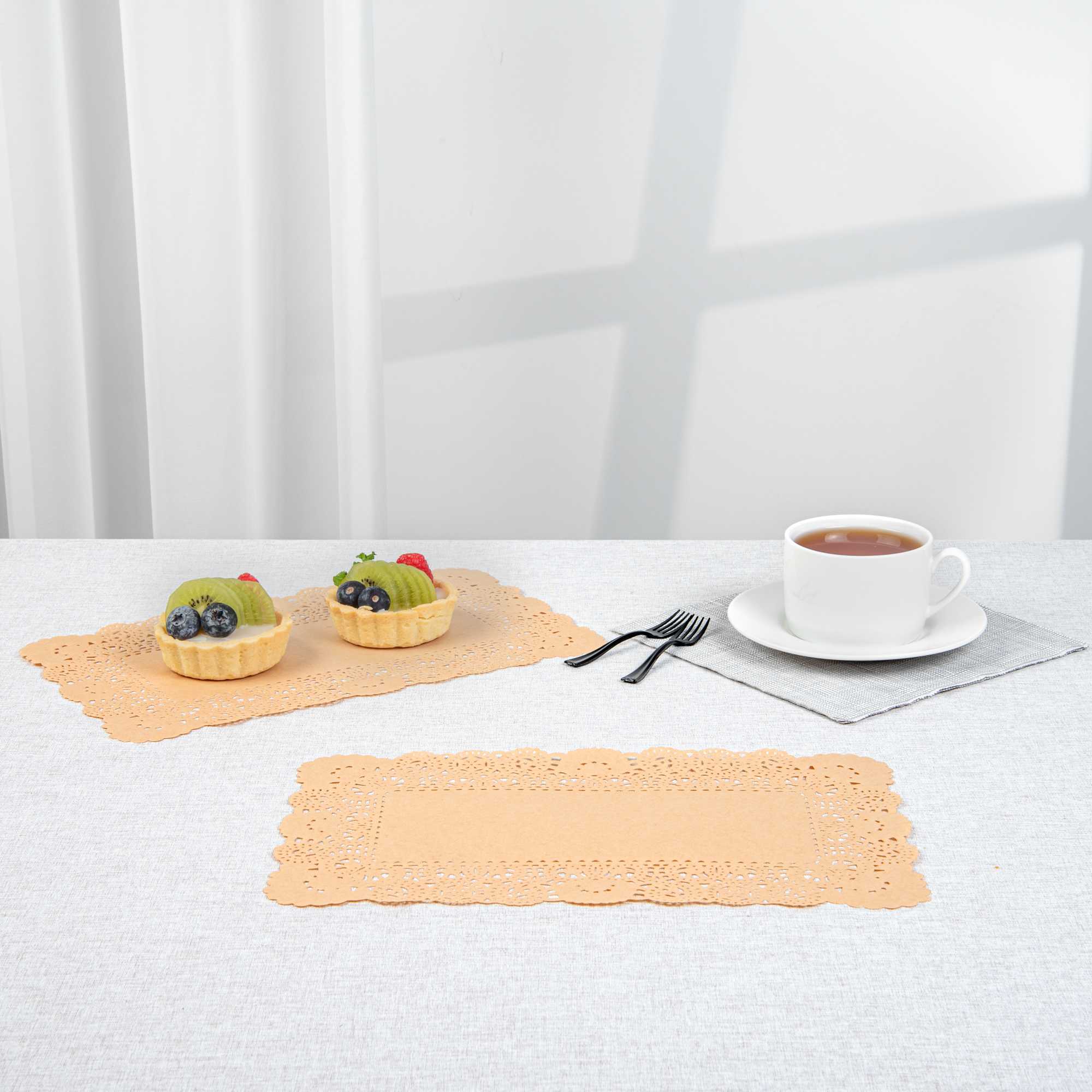 Pastry Tek Rectangle Kraft Paper Doilies - Lace - 12" x 7" - 4000 count box