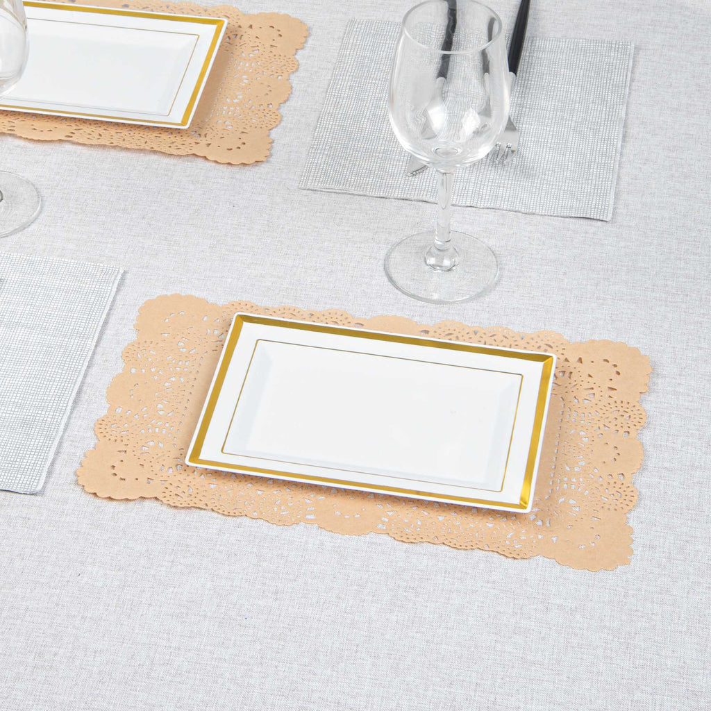 Pastry Tek Rectangle Kraft Paper Doilies - Lace - 12" x 7" - 4000 count box