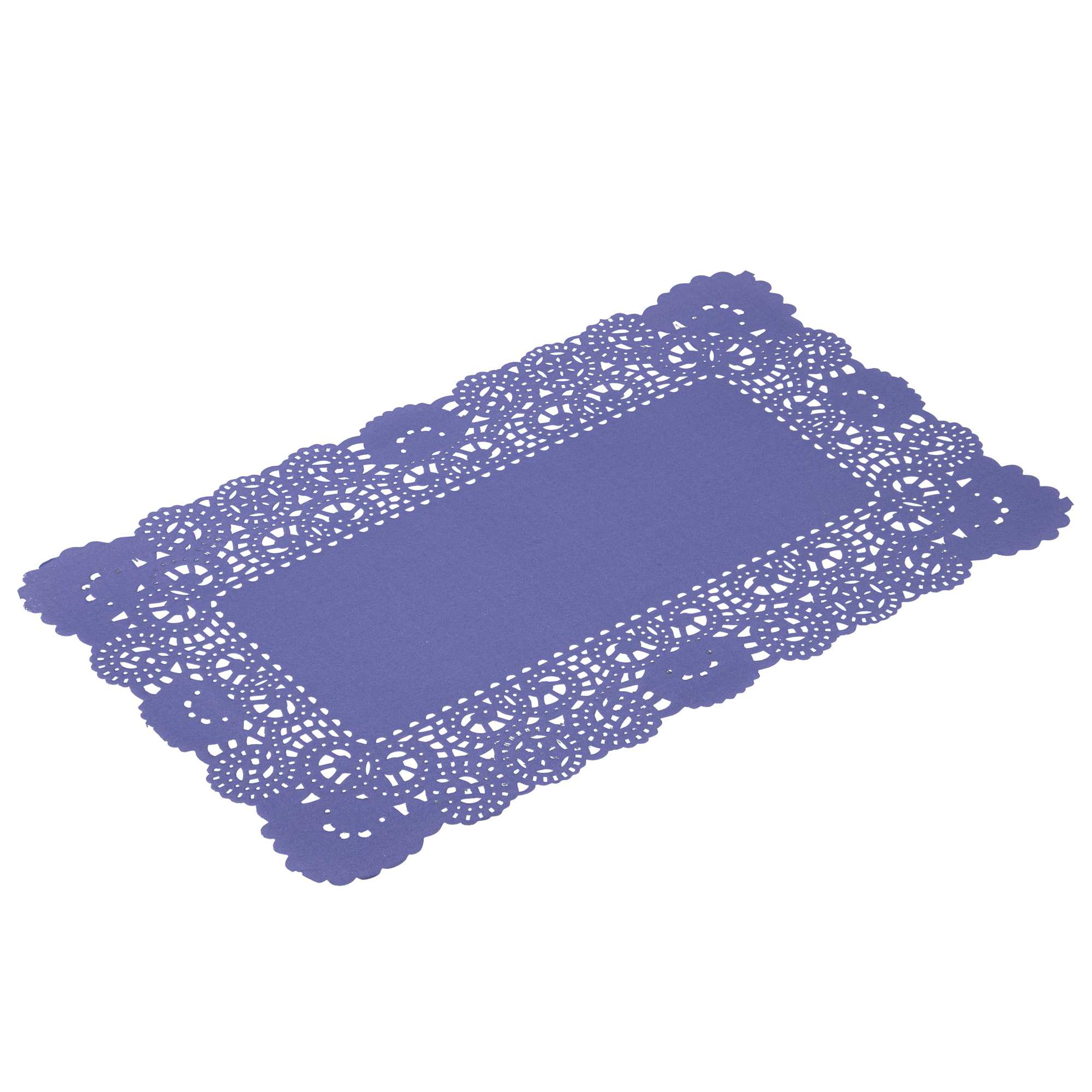 Pastry Tek Rectangle Purple Paper Doilies - Lace - 12" x 7" - 100 count box