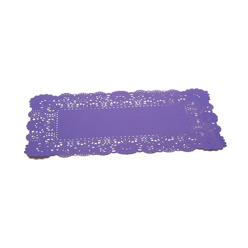 Pastry Tek Rectangle Purple Paper Doilies - Lace - 12" x 7" - 100 count box
