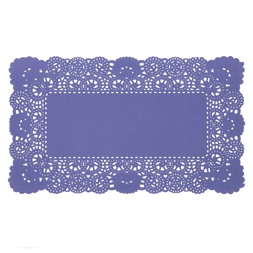 Pastry Tek Rectangle Purple Paper Doilies - Lace - 12" x 7" - 100 count box
