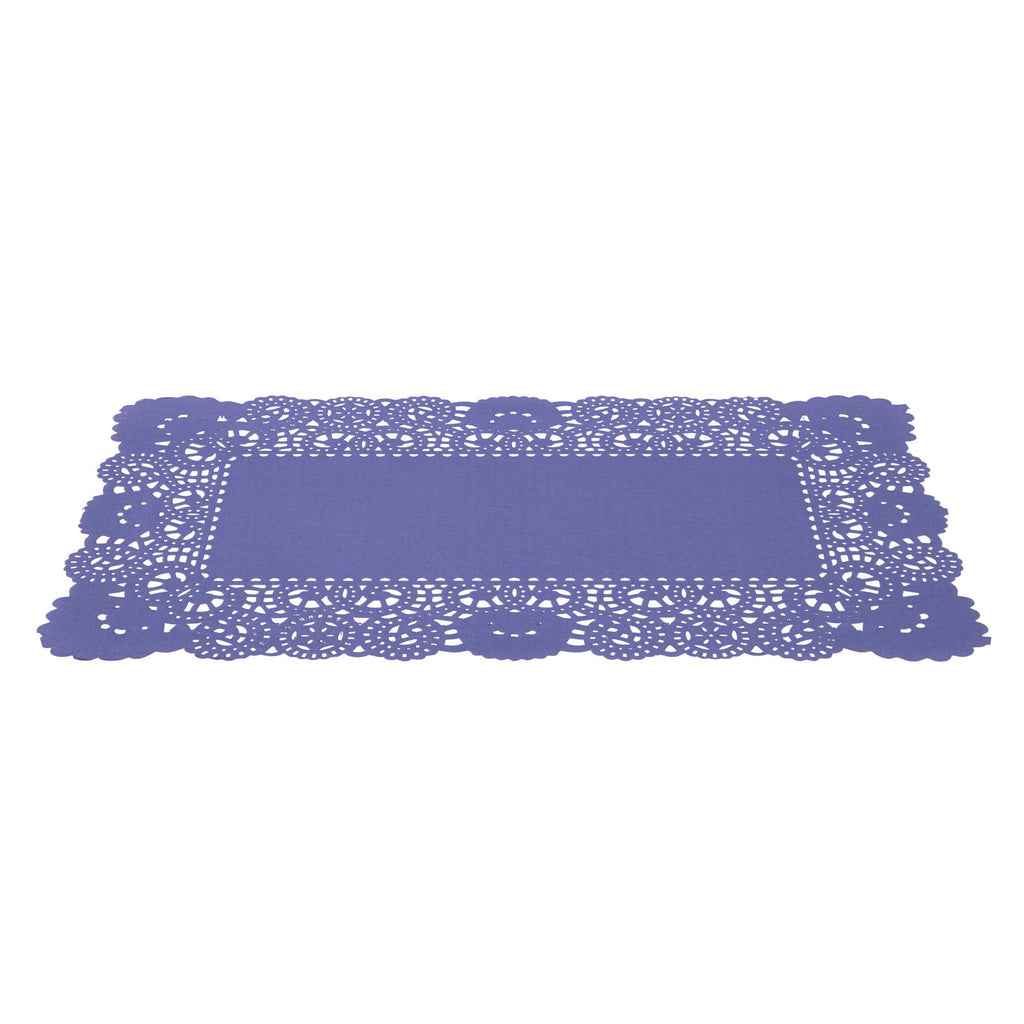 Pastry Tek Rectangle Purple Paper Doilies - Lace - 12" x 7" - 100 count box