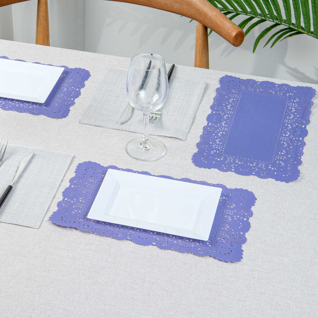 Pastry Tek Rectangle Purple Paper Doilies - Lace - 12" x 7" - 100 count box