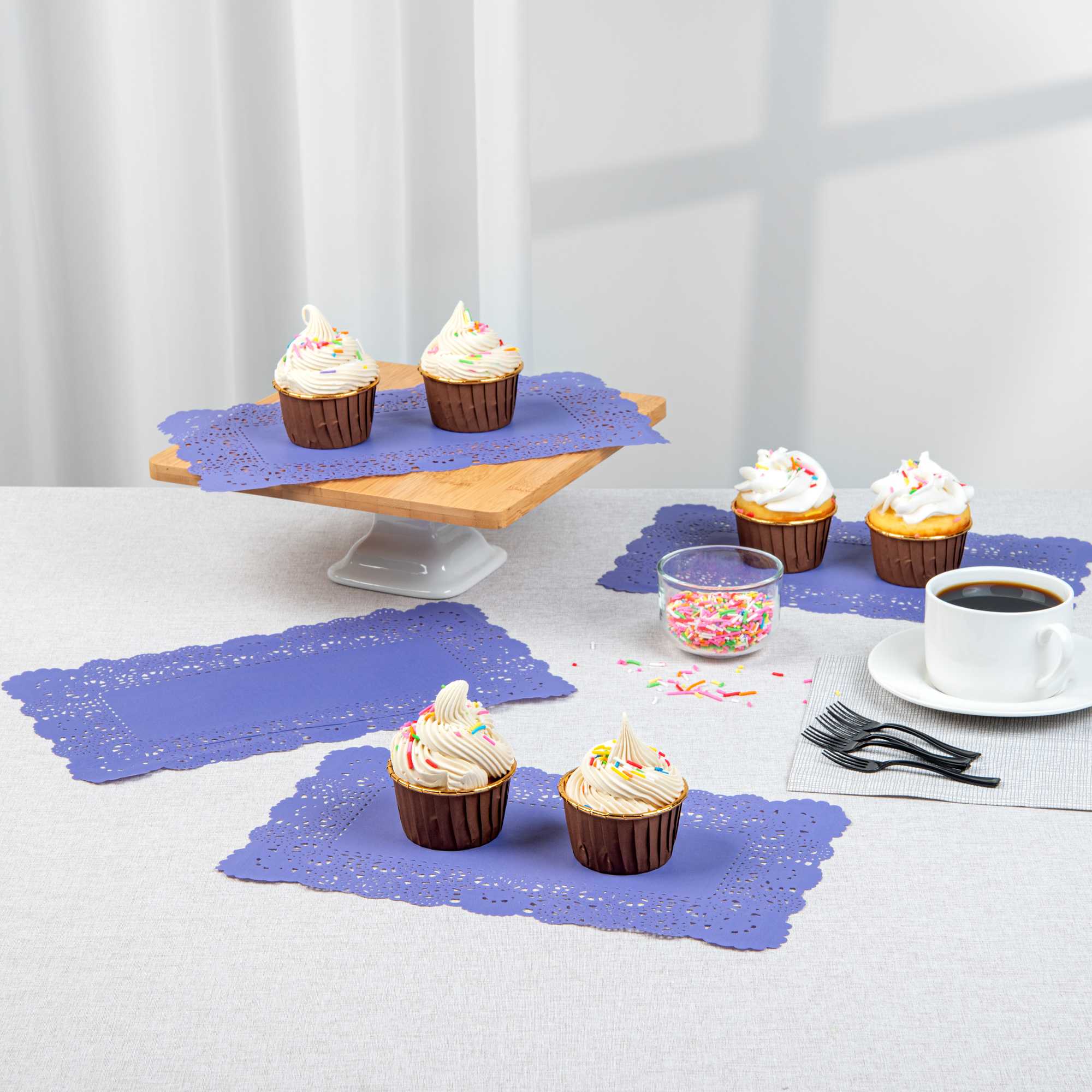 Pastry Tek Rectangle Purple Paper Doilies - Lace - 12" x 7" - 4000 count box