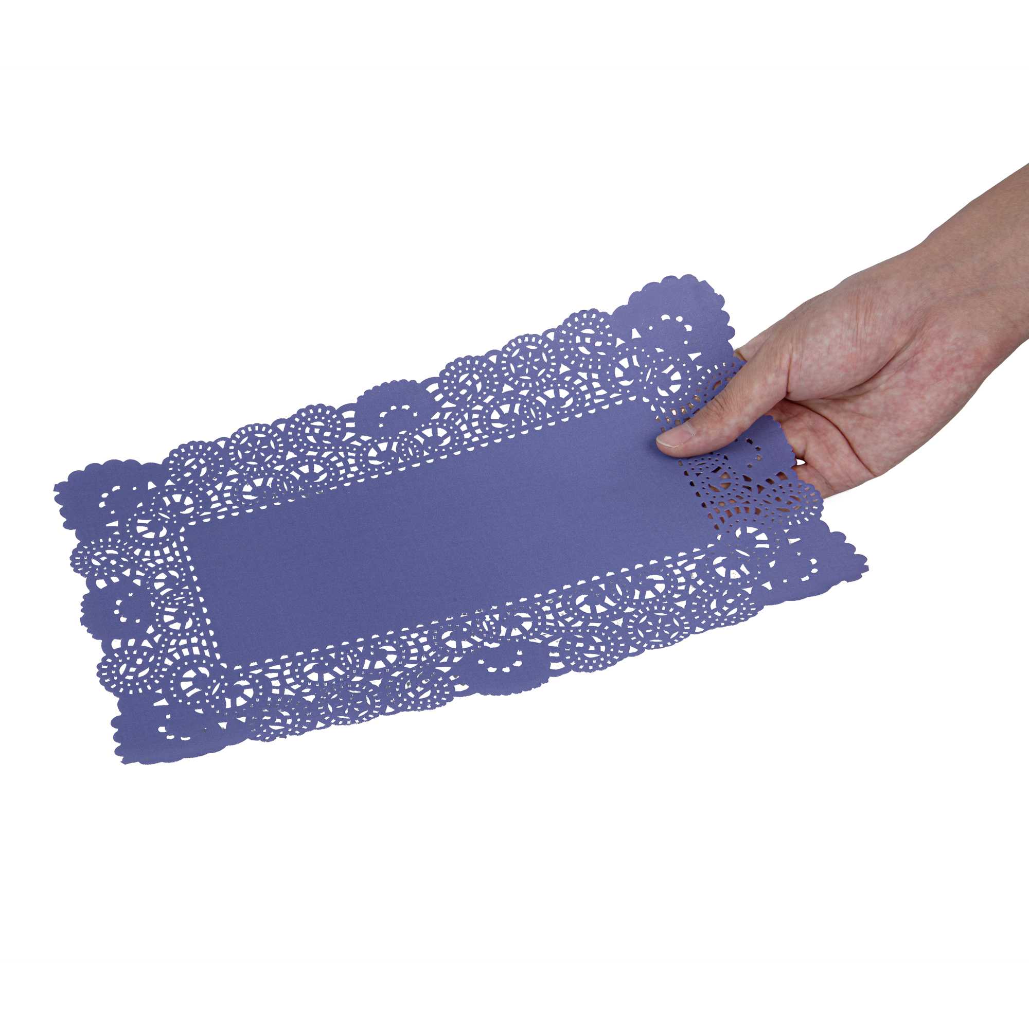 Pastry Tek Rectangle Purple Paper Doilies - Lace - 12" x 7" - 4000 count box
