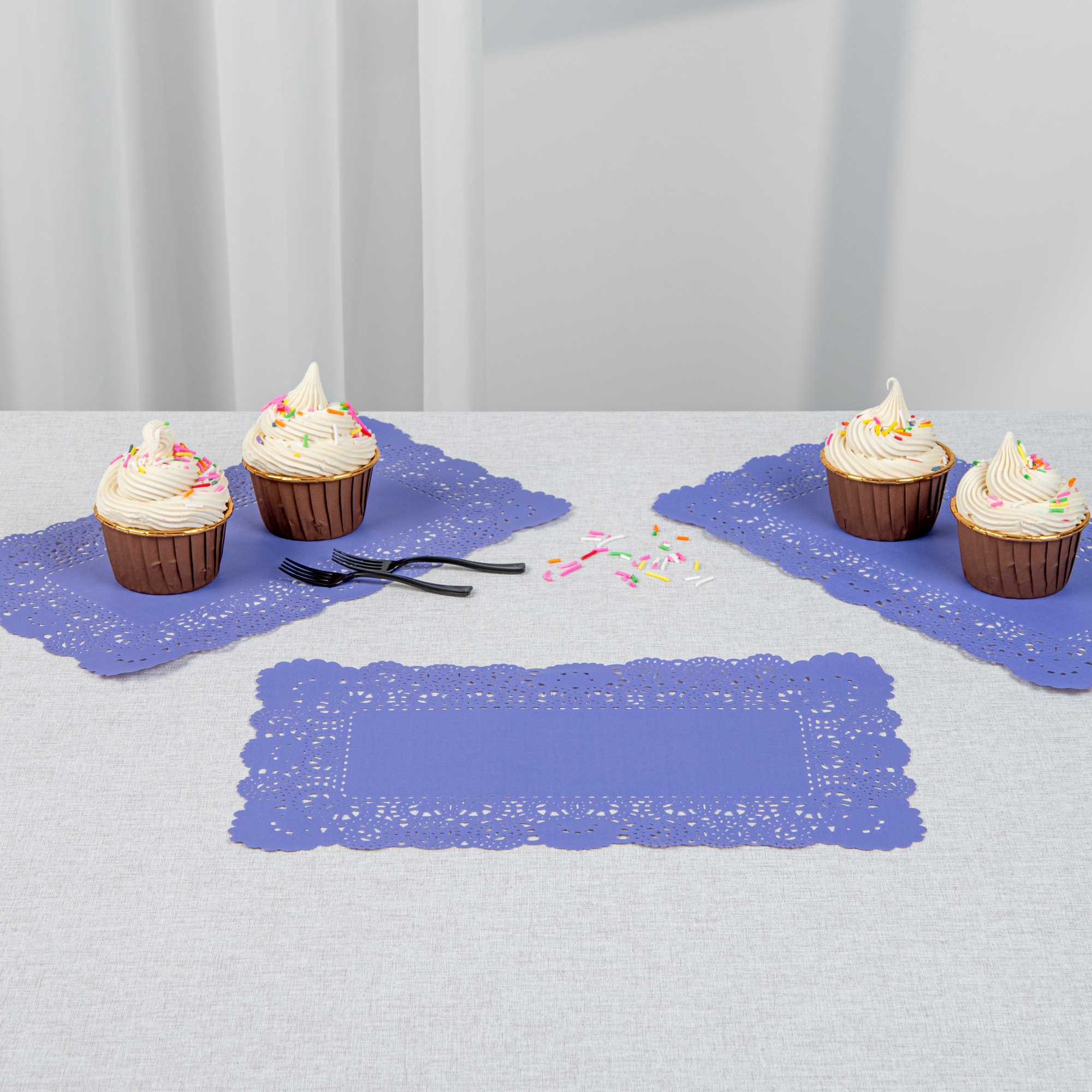 Pastry Tek Rectangle Purple Paper Doilies - Lace - 12" x 7" - 4000 count box
