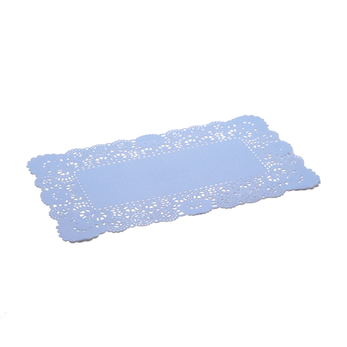 Pastry Tek Rectangle Sky Blue Paper Doilies - Lace - 12" x 7" - 100 count box