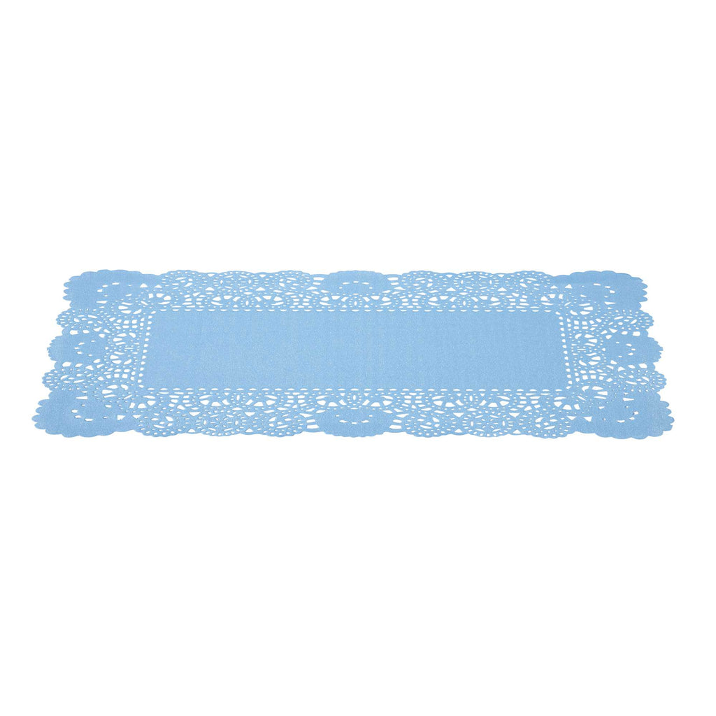 Pastry Tek Rectangle Sky Blue Paper Doilies - Lace - 12" x 7" - 100 count box