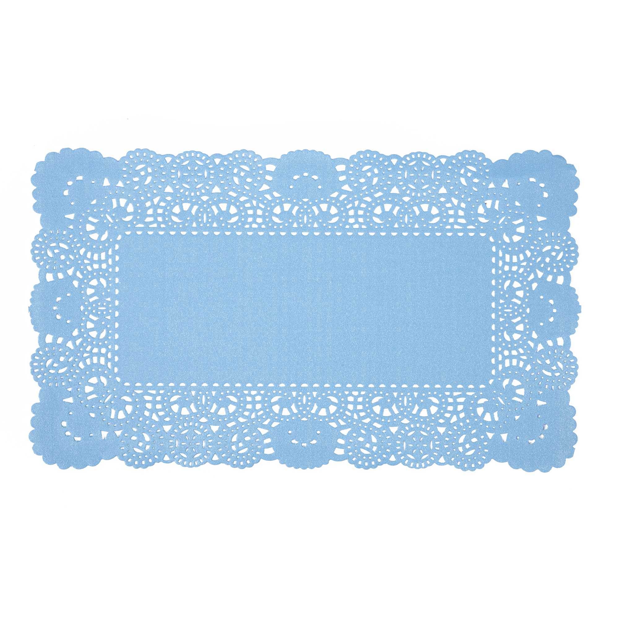 Pastry Tek Rectangle Sky Blue Paper Doilies - Lace - 12" x 7" - 4000 count box