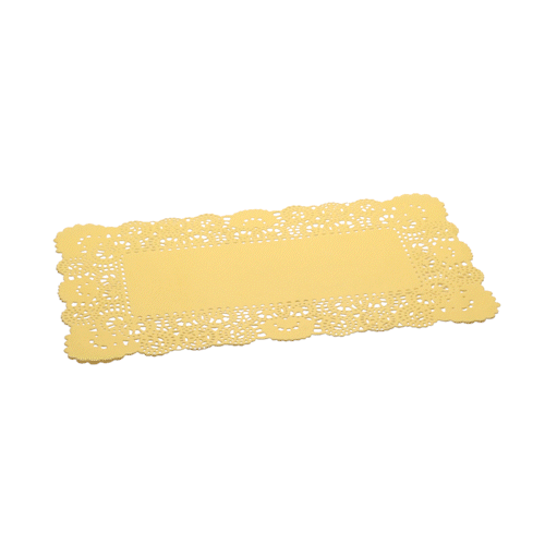 Pastry Tek Rectangle Yellow Paper Doilies - Lace - 12" x 7" - 100 count box