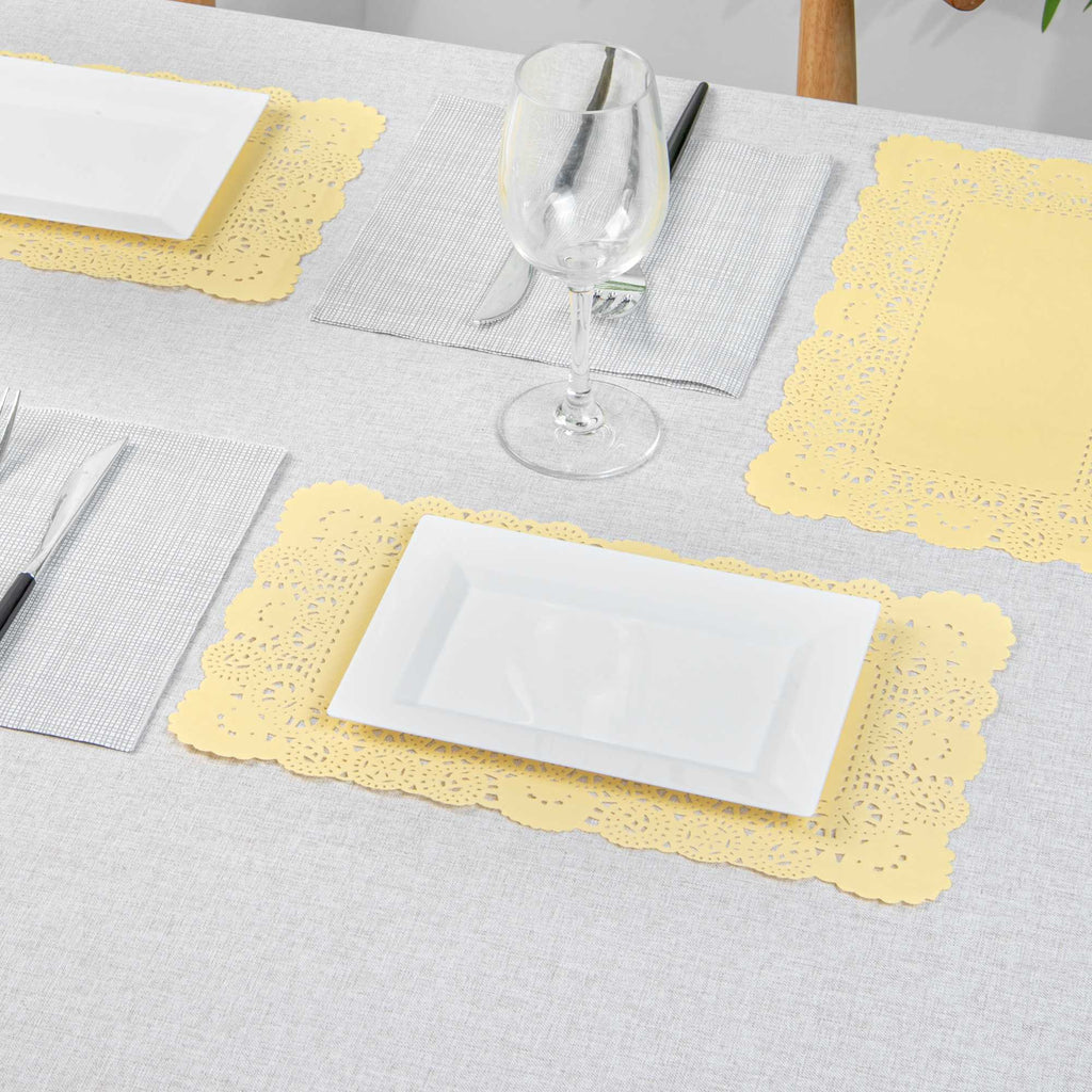 Pastry Tek Rectangle Yellow Paper Doilies - Lace - 12" x 7" - 100 count box