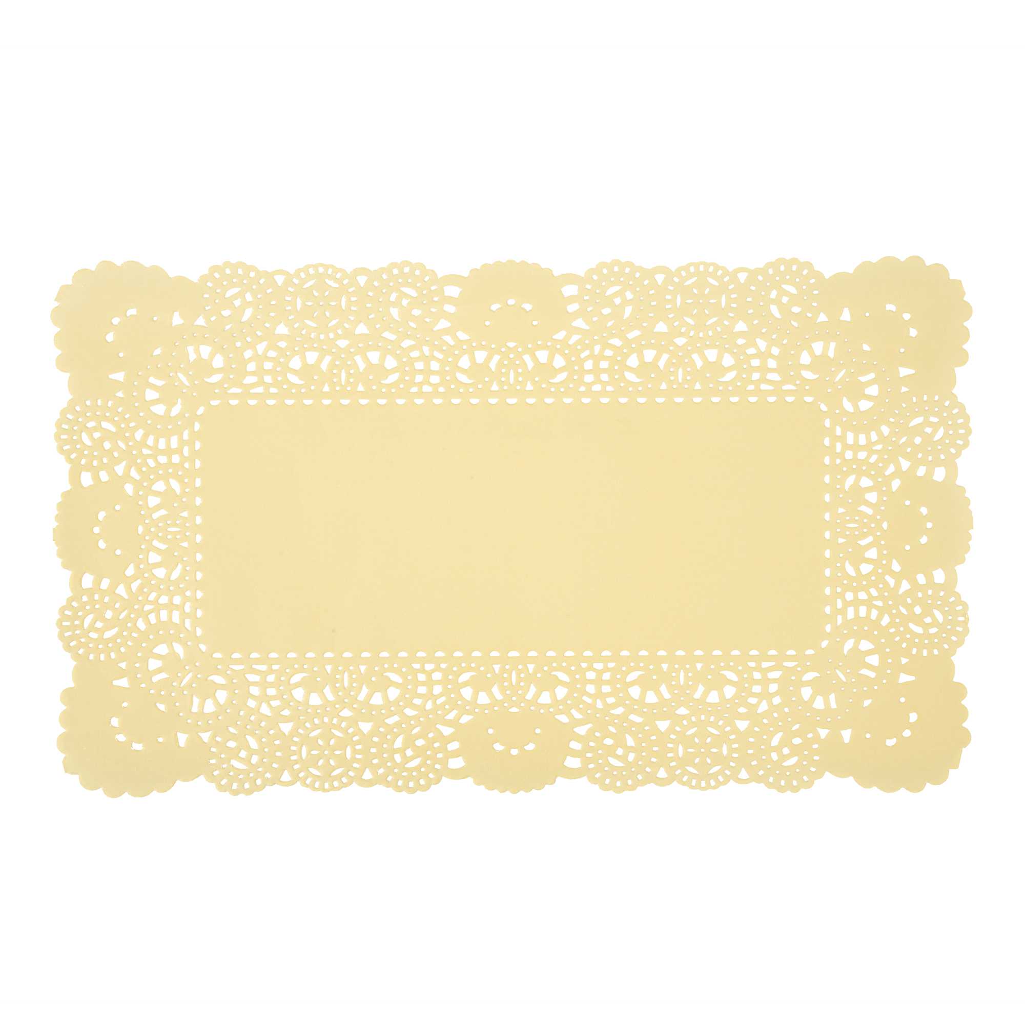 Pastry Tek Rectangle Yellow Paper Doilies - Lace - 12" x 7" - 4000 count box