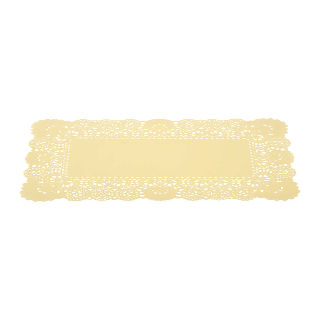 Pastry Tek Rectangle Yellow Paper Doilies - Lace - 12" x 7" - 4000 count box