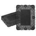 Pastry Tek Rectangle Black Paper Doilies - Lace - 15 3/4" x 12" - 4000 count box