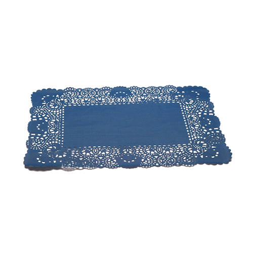 Pastry Tek Rectangle Navy Blue Paper Doilies - Lace - 15 3/4" x 12" - 4000 count box