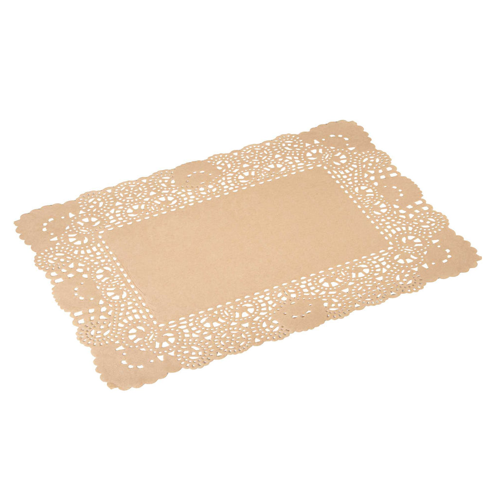 Pastry Tek Rectangle Kraft Paper Doilies - Lace - 15 3/4" x 12" - 4000 count box