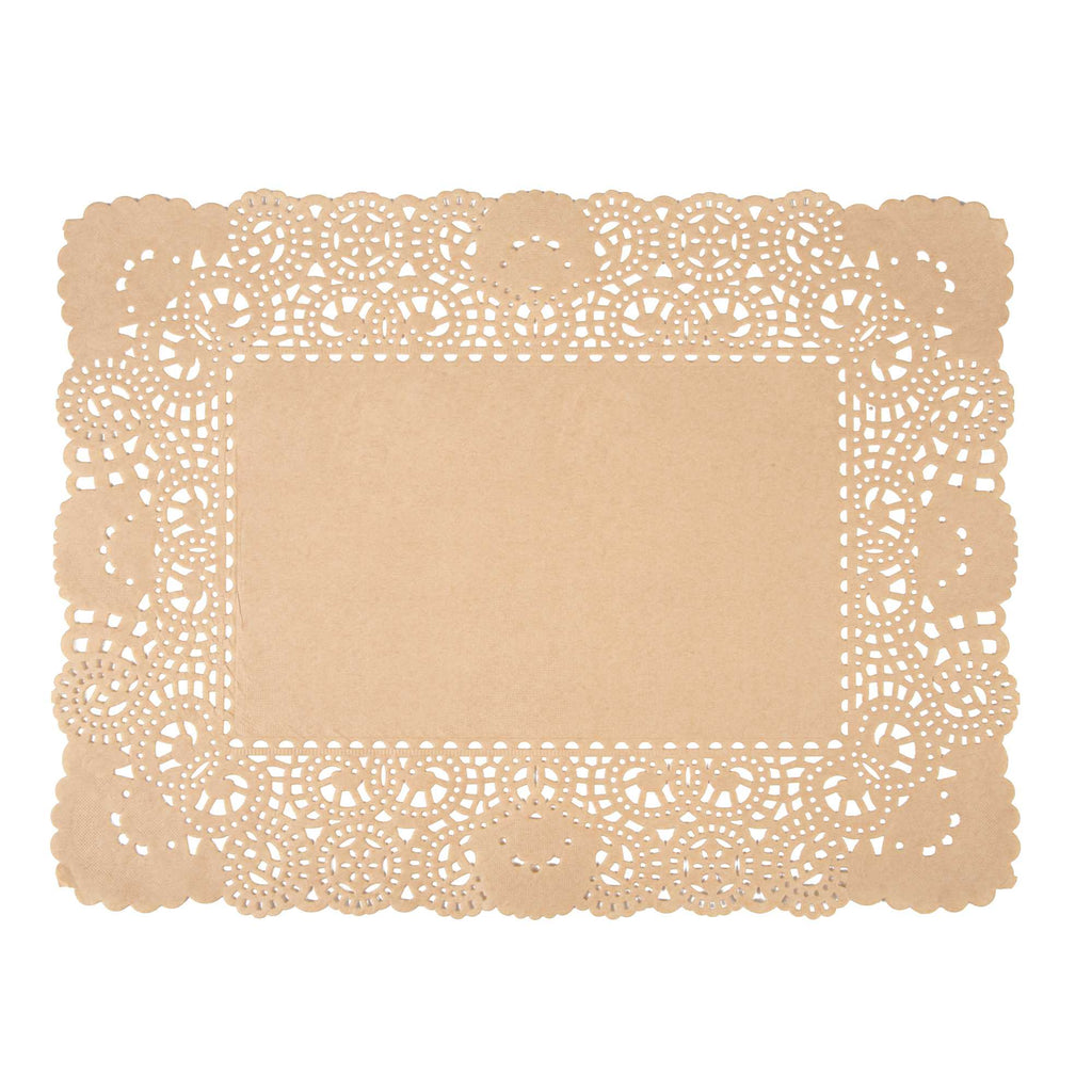 Pastry Tek Rectangle Kraft Paper Doilies - Lace - 15 3/4" x 12" - 100 count box