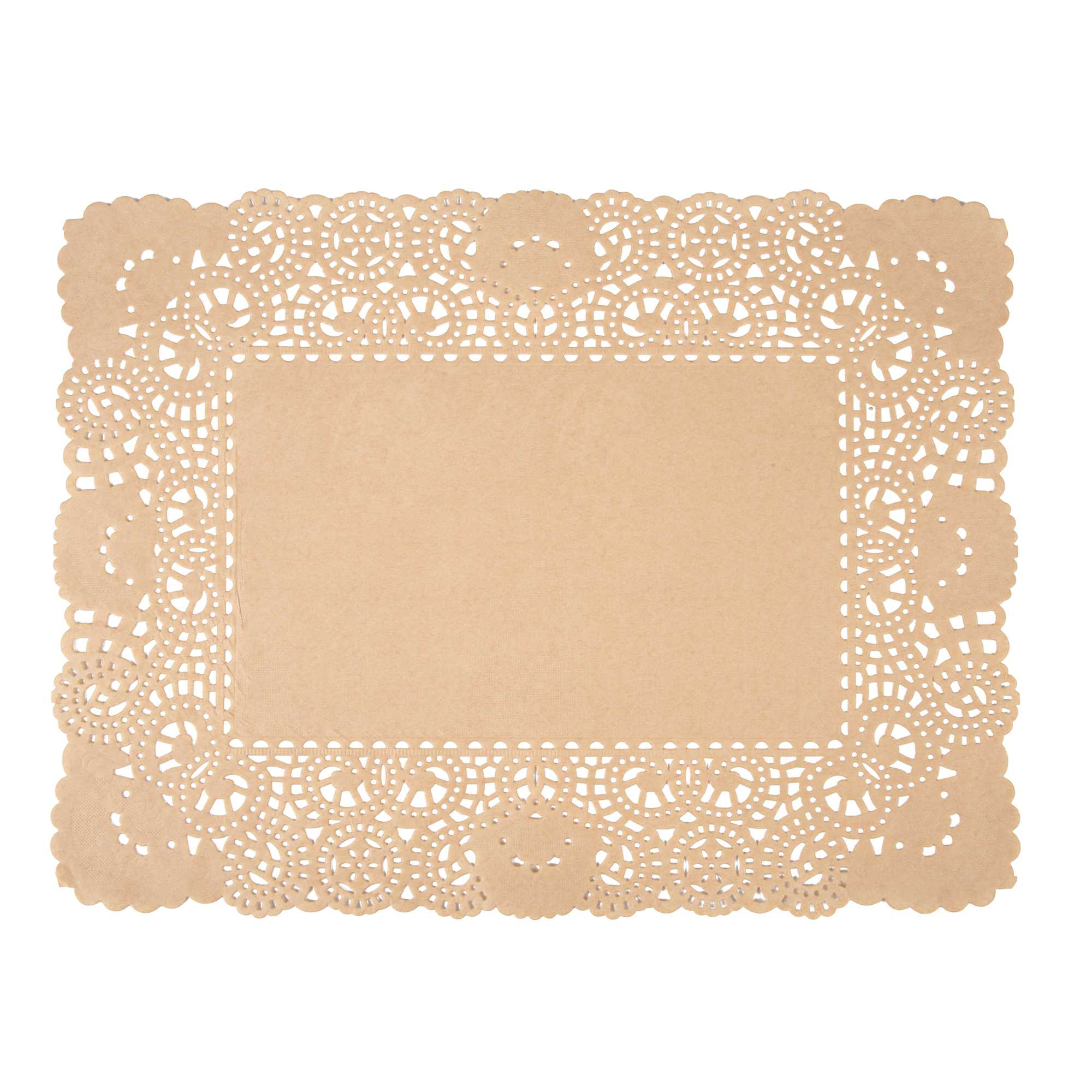 Pastry Tek Rectangle Kraft Paper Doilies - Lace - 15 3/4" x 12" - 100 count box
