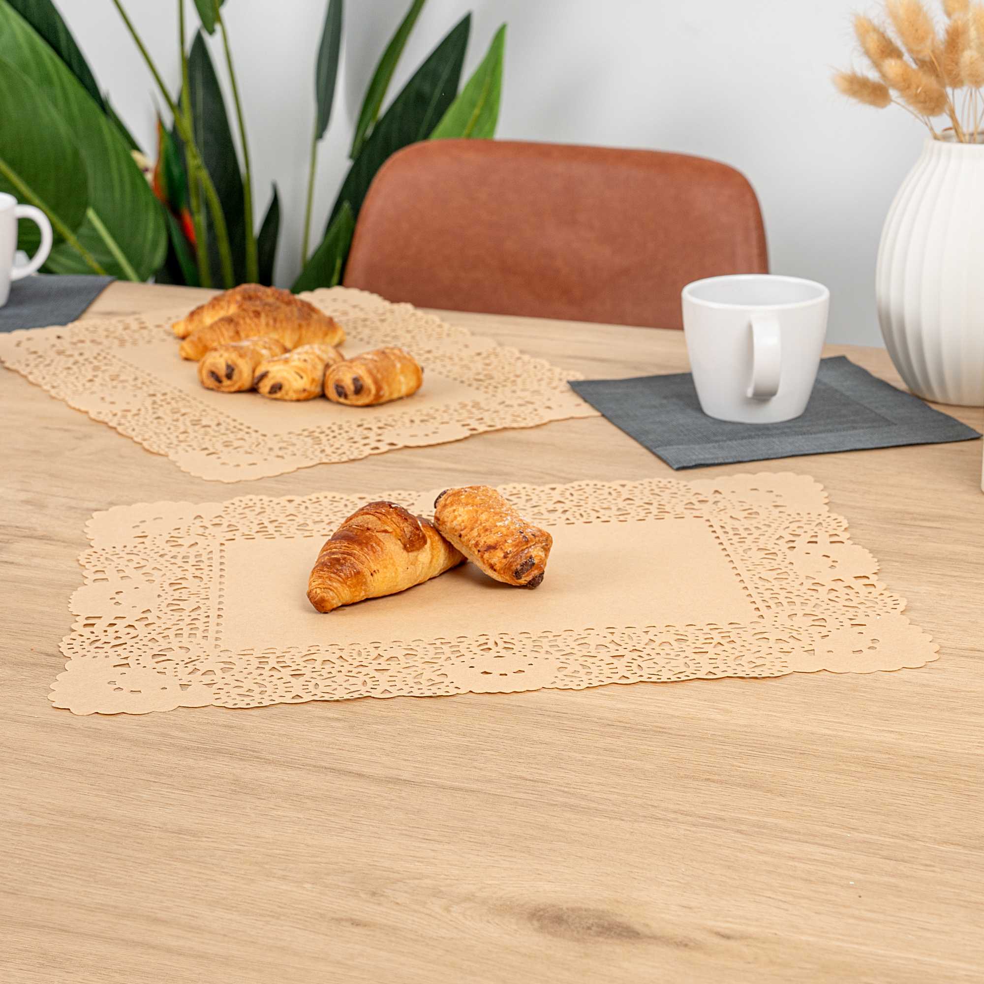 Pastry Tek Rectangle Kraft Paper Doilies - Lace - 15 3/4" x 12" - 100 count box
