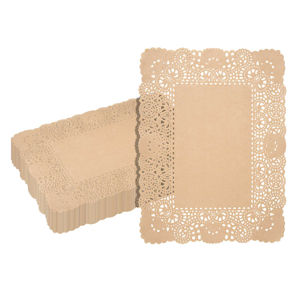 Pastry Tek Rectangle Kraft Paper Doilies - Lace - 15 3/4" x 12" - 4000 count box