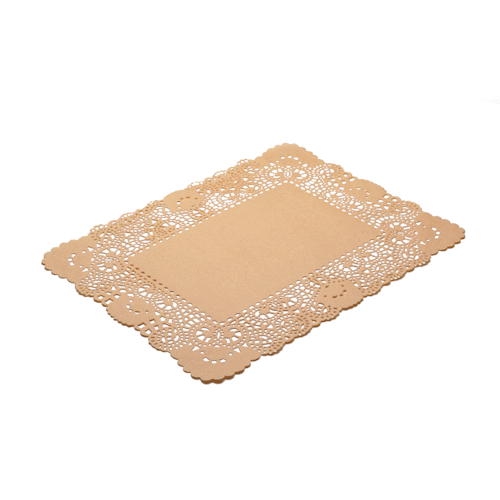 Pastry Tek Rectangle Kraft Paper Doilies - Lace - 15 3/4" x 12" - 4000 count box