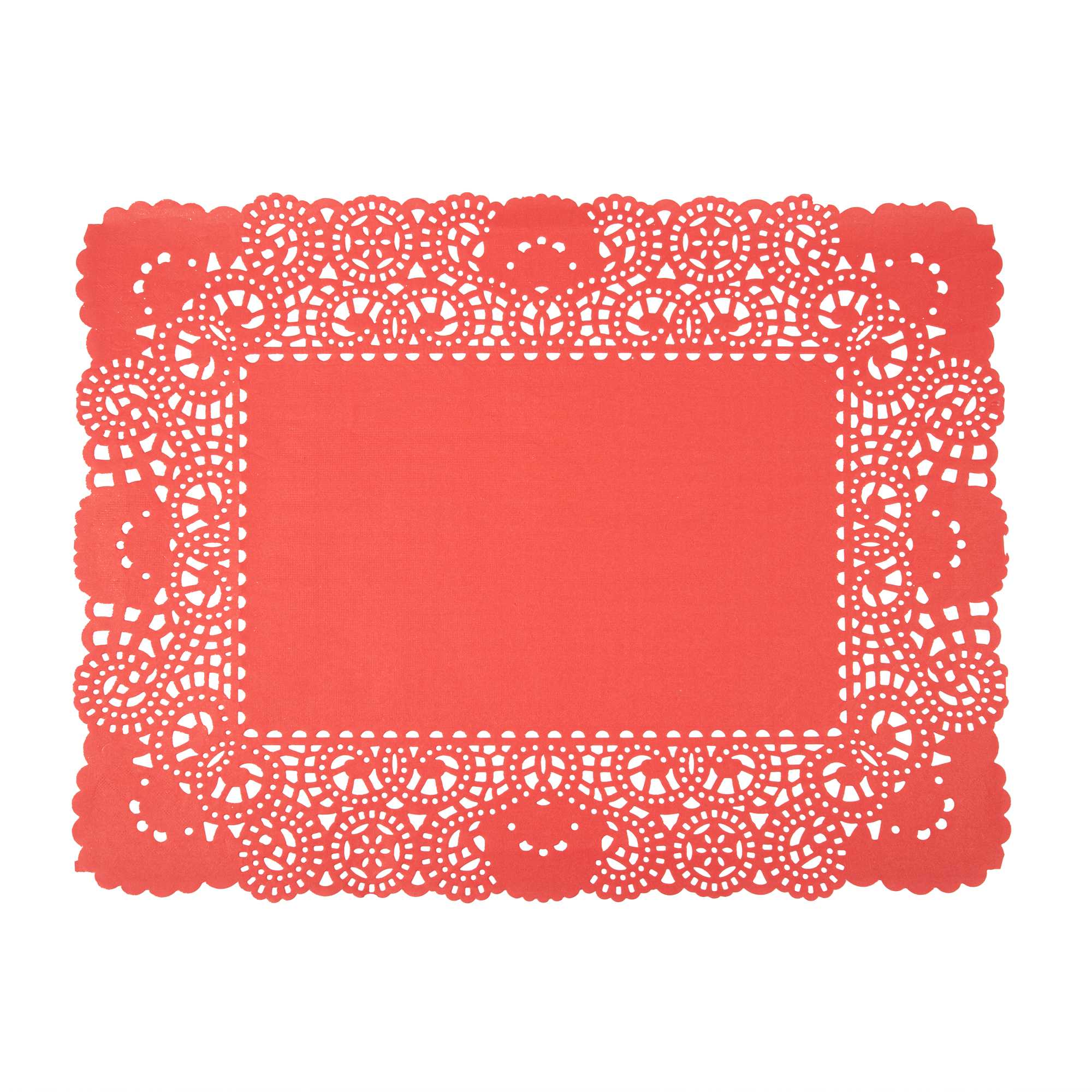 Pastry Tek Rectangle Red Paper Doilies - Lace - 15 3/4" x 12" - 4000 count box
