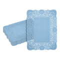 Pastry Tek Rectangle Sky Blue Paper Doilies - Lace - 15 3/4" x 12" - 100 count box
