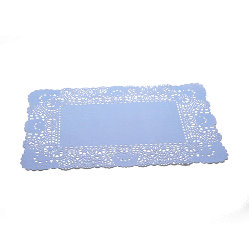 Pastry Tek Rectangle Sky Blue Paper Doilies - Lace - 15 3/4" x 12" - 100 count box