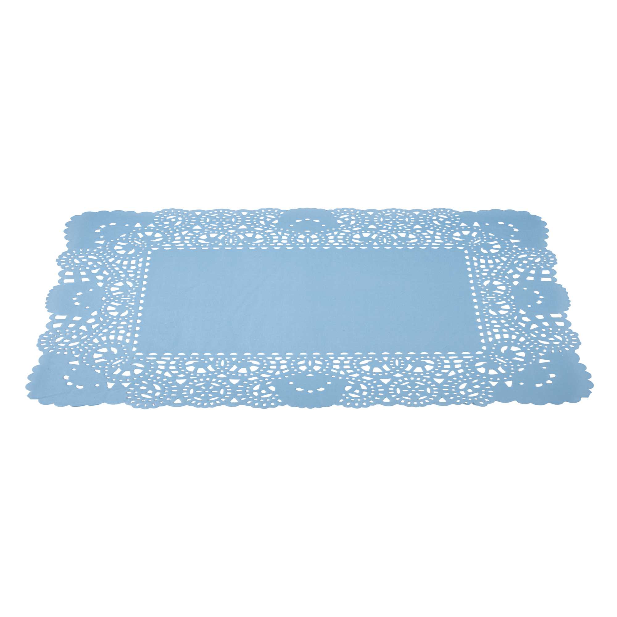 Pastry Tek Rectangle Sky Blue Paper Doilies - Lace - 15 3/4" x 12" - 4000 count box