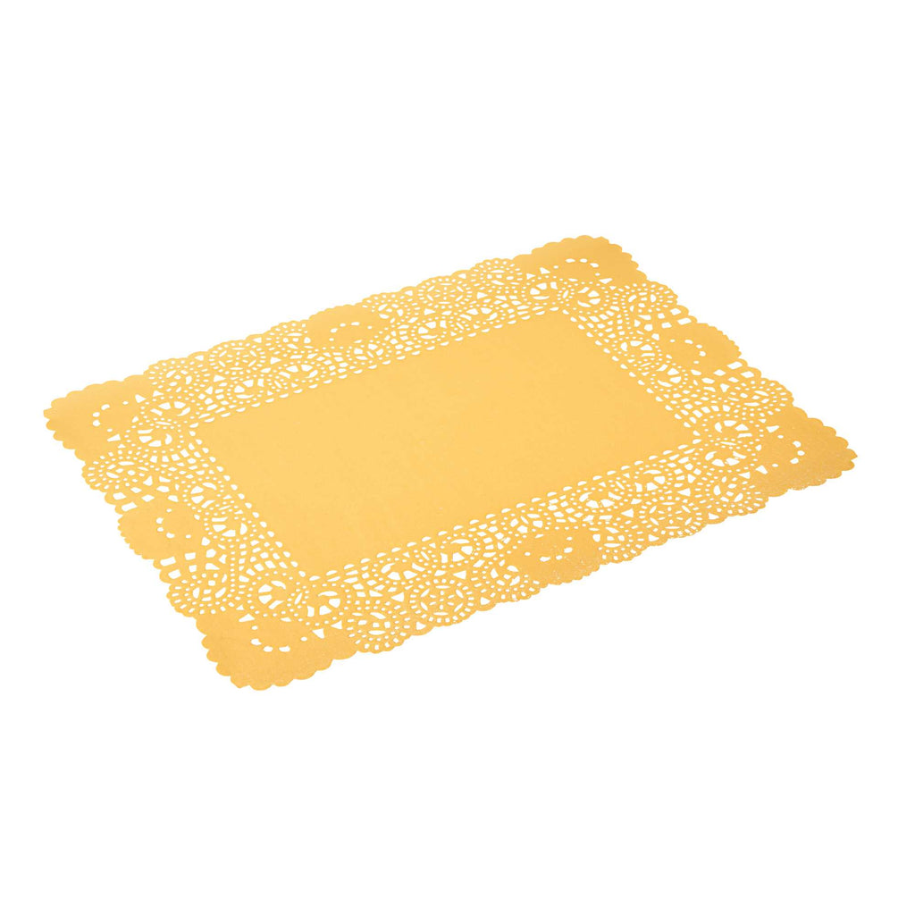 Pastry Tek Rectangle Orange Paper Doilies - Lace - 15 3/4" x 12" - 100 count box
