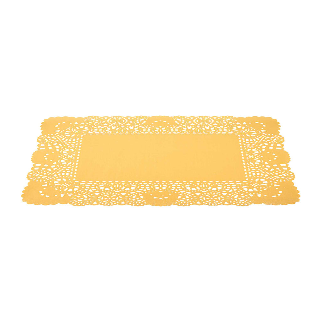 Pastry Tek Rectangle Orange Paper Doilies - Lace - 15 3/4" x 12" - 100 count box