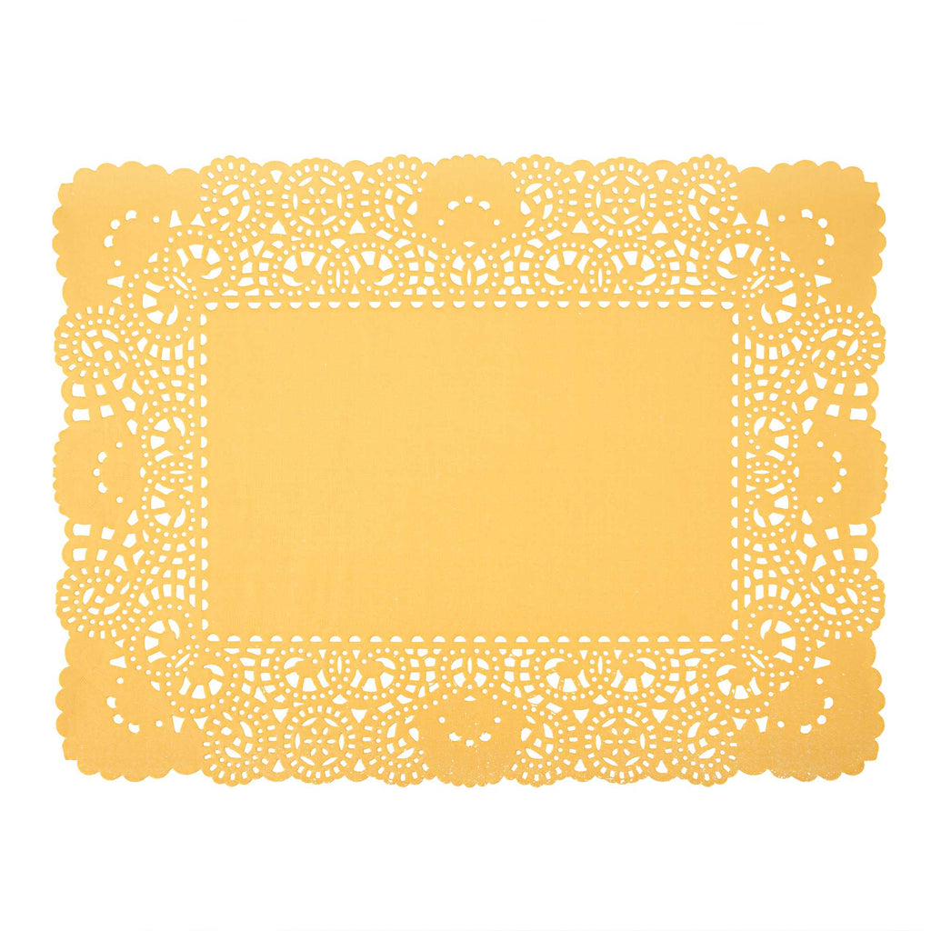 Pastry Tek Rectangle Orange Paper Doilies - Lace - 15 3/4" x 12" - 4000 count box