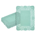 Pastry Tek Rectangle Teal Paper Doilies - Lace - 15 3/4" x 12" - 4000 count box
