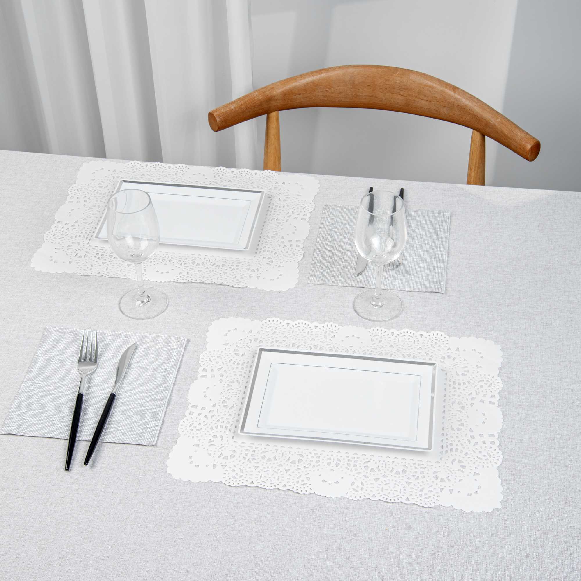 Pastry Tek Rectangle White Paper Doilies - Lace - 15 3/4" x 12" - 100 count box