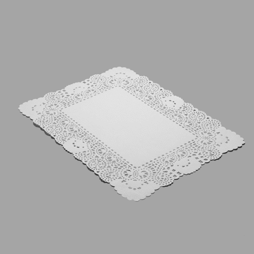 Pastry Tek Rectangle White Paper Doilies - Lace - 15 3/4" x 12" - 4000 count box