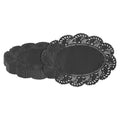 Pastry Tek Oval Black Paper Doilies - Lace - 9" x 6 1/2" - 4000 count box