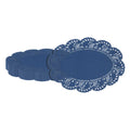 Pastry Tek Oval Navy Blue Paper Doilies - Lace - 9" x 6 1/2" - 4000 count box