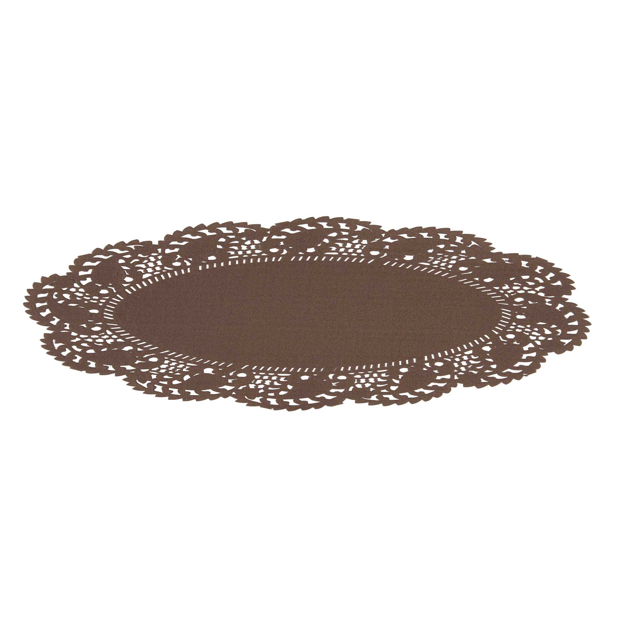 Pastry Tek Oval Brown Paper Doilies - Lace - 9" x 6 1/2" - 100 count box