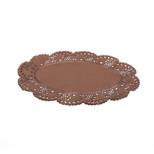 Pastry Tek Oval Brown Paper Doilies - Lace - 9" x 6 1/2" - 100 count box