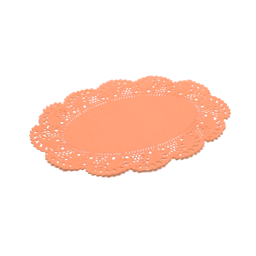 Pastry Tek Oval Coral Paper Doilies - Lace - 9" x 6 1/2" - 100 count box
