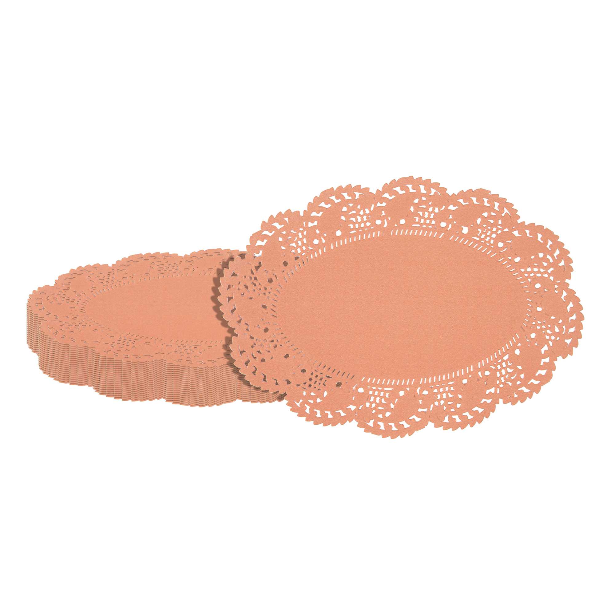 Pastry Tek Oval Coral Paper Doilies - Lace - 9" x 6 1/2" - 4000 count box